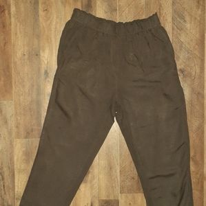 H&M Women's Pull On Pants Green Elastic Waist Tapered Leg Boho Size 6